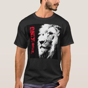 Lion Head Face Sjabloon Mannen Modern Elegant Zwar T-shirt