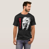 Lion Head Face Sjabloon Mannen Modern Elegant Zwar T-shirt (Voorkant volledig)