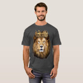 Lion Head Golden Crown Art Canvas King T-shirt (Voorkant volledig)