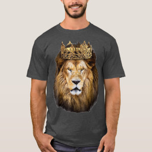 Lion Head Golden Crown Art Canvas King T-shirt