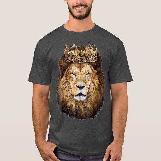 Lion Head Golden Crown Art Canvas King T-shirt (Voorkant)