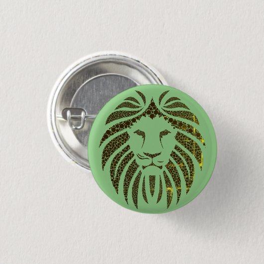 LION HEAD GREEN ACHTERGROND RONDE BUTTON 3,2 CM (Voorkant /achterkant)