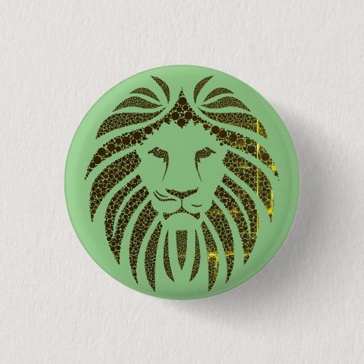 LION HEAD GREEN ACHTERGROND RONDE BUTTON 3,2 CM (Voorkant)