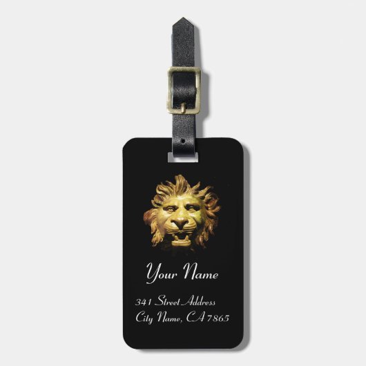 LION HEAD IN BRONZE Boegbeeld Antieke Romeinse Sch Bagagelabel (Voorkant verticaal)