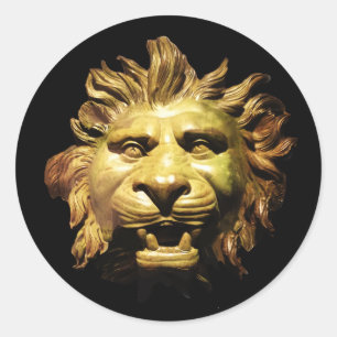 LION HEAD IN BRONZE Boegbeeld Antieke Romeinse Sch Ronde Sticker