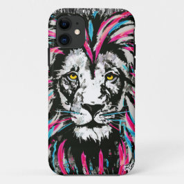Lion Head iPhone 11 Hoesje | Blauwroze lion