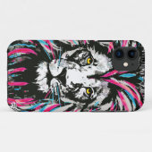 Lion Head iPhone 11 Hoesje | Blauwroze lion (Achterkant (horizontaal))