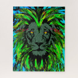 Lion Head Jigzaag Puzzle | Green Lion Puzzle Legpuzzel