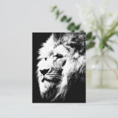 Lion Head Modern Black & White Pop Art Afbeelding Briefkaart (Staand voorkant)