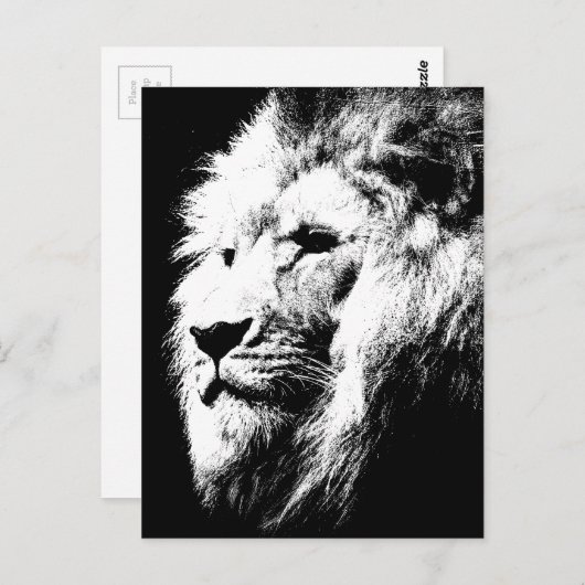 Lion Head Modern Black & White Pop Art Afbeelding Briefkaart (Voorkant / Achterkant)
