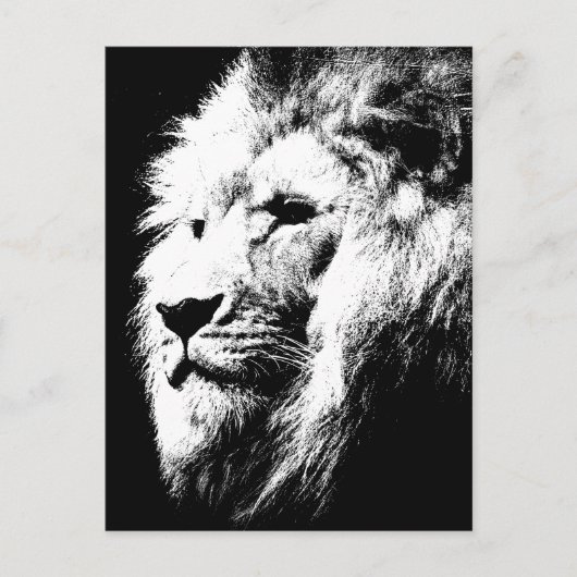 Lion Head Modern Black & White Pop Art Afbeelding Briefkaart (Voorkant)