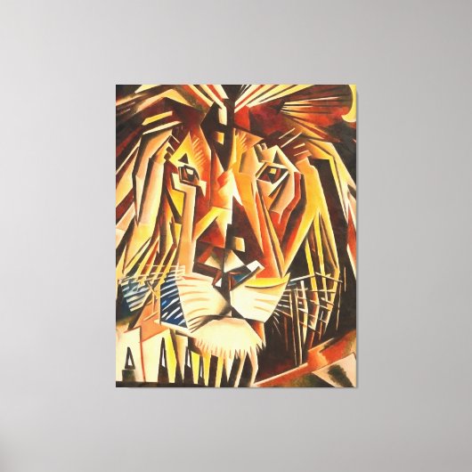Lion Head Moderne Cubist Painting Canvas Afdruk (Voorkant)