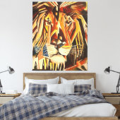 Lion Head Moderne Cubist Painting Canvas Afdruk (Insitu (Slaapkamer))