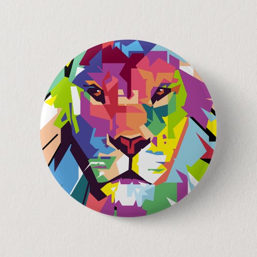 Lion Head | Moderne kunst Ronde Button 5,7 Cm (Voorkant)