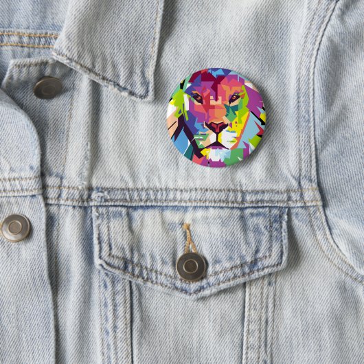 Lion Head | Moderne kunst Ronde Button 5,7 Cm (In situ)