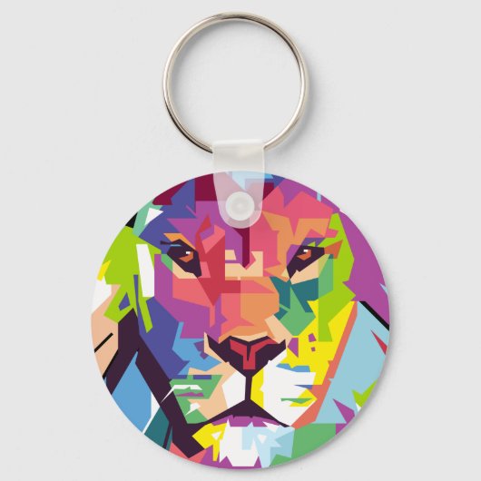 Lion Head | Moderne kunst Sleutelhanger (Voorkant)