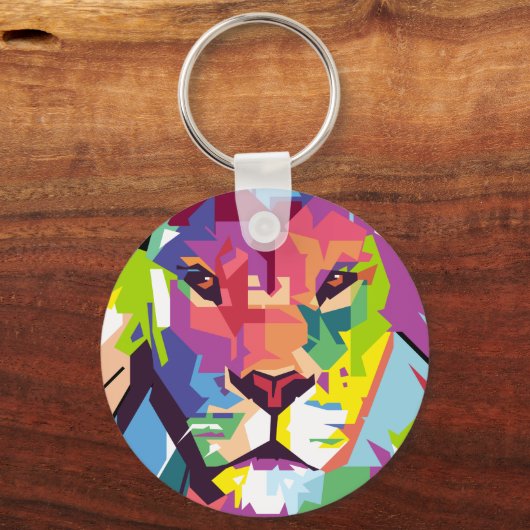 Lion Head | Moderne kunst Sleutelhanger (Voorkant)