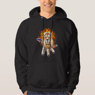 Lion Head Motif Africa Big Cat Mane Colorful Lions Hoodie