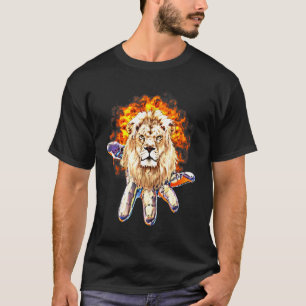 Lion Head Motif Africa Big Cat Mane Colorful Lions T-shirt