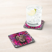 Lion Head Onderzetter | Pink Lion Beverage Coaster (Rechterzijde)