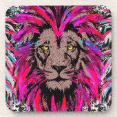 Lion Head Onderzetter | Pink Lion Beverage Coaster (Voorkant)