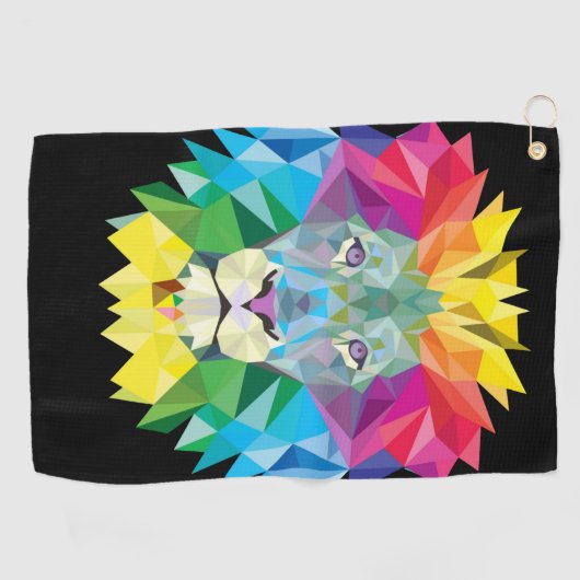 Lion Head op Black Golfhanddoek (Horizontaal)