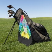 Lion Head op Black Golfhanddoek (Groen)