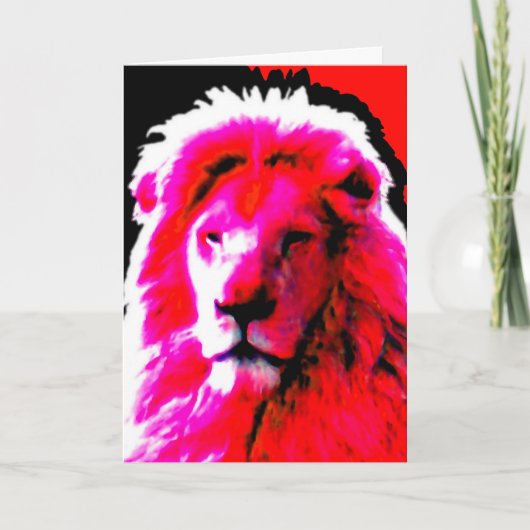 Lion Head Pink 'Happy Birthday' wenskaart Kaart (Voorkant)