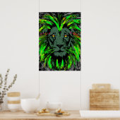 Lion Head Poster Art | Green Lion Poster (Keuken)