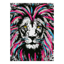 Lion Head Poster Print - Roze lionachtige Poster g