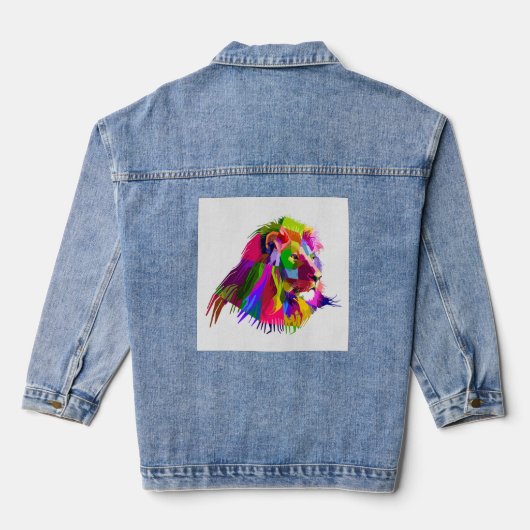 Lion Head Prismatic Pop Art Design-62502 Denim Jacket (Achterkant)
