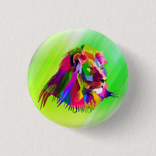 Lion Head Prismatic Pop Art Design-62502 Ronde Button 3,2 Cm