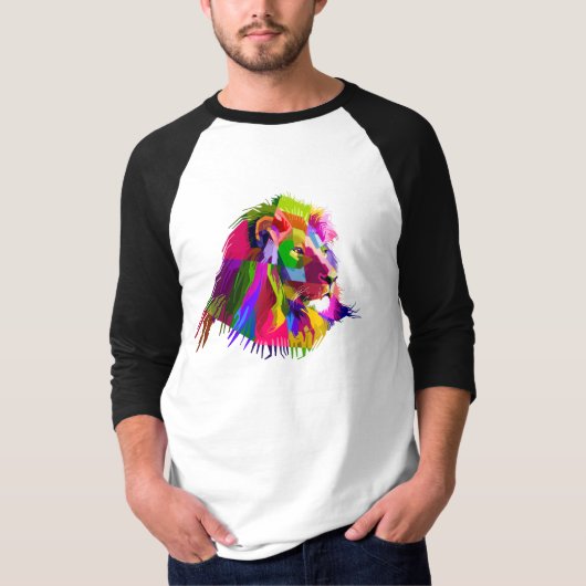 Lion Head Prismatic Pop Art Design-62502 T-shirt (Voorkant)