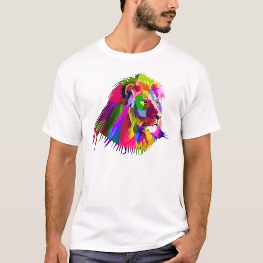 Lion Head Prismatic Pop Art Design-62502 T-shirt (Voorkant)