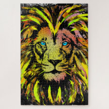 Lion Head Puzzle | Gele lion Jigzaag Puzzle