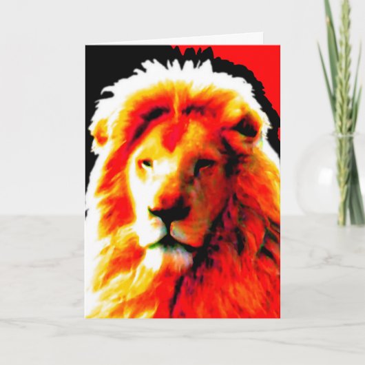 Lion Head Red 'Happy Birthday' kaart (Voorkant)