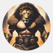 Lion Head Ronde Sticker (Voorkant)