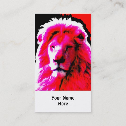 Lion Head Roze visitekaartje wit (Voorkant)