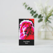 Lion Head Roze visitekaartje zwart (Staand voorkant)