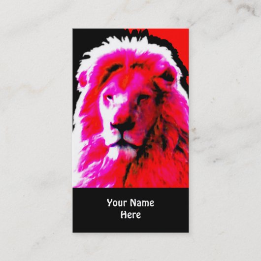 Lion Head Roze visitekaartje zwart (Voorkant)