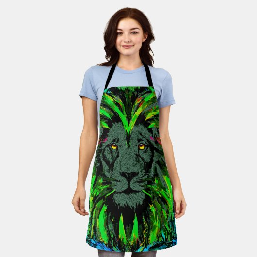 Lion Head Schort | Green Lion Schort (Gedragen)