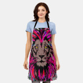 Lion Head Schort | Schort blauwe roze lion (Gedragen)