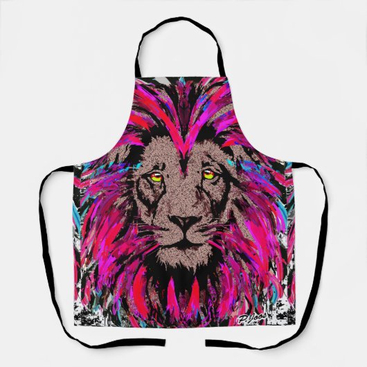 Lion Head Schort | Schort blauwe roze lion (Voorkant)