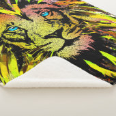 Lion Head Sherpa Blanket | Gele luienbank Sherpa Deken (3/4)