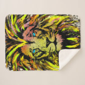 Lion Head Sherpa Blanket | Gele luienbank Sherpa Deken (Voorkant (horizontaal))