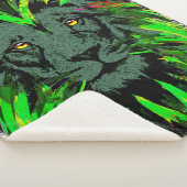 Lion Head Sherpa Blanket | Green Lion Blanket Deken (3/4)