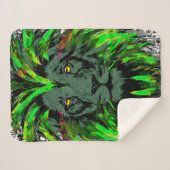 Lion Head Sherpa Blanket | Green Lion Blanket Sherpa Deken (Voorkant (horizontaal))