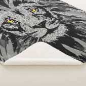 Lion Head Sherpa Blanket | Grey Lion Blanket Deken (3/4)