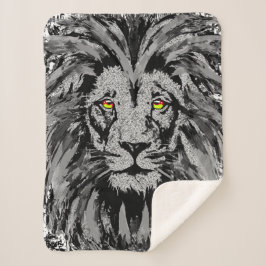 Lion Head Sherpa Blanket | Grey Lion Blanket Deken