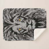 Lion Head Sherpa Blanket | Grey Lion Blanket Deken (Voorkant (horizontaal))